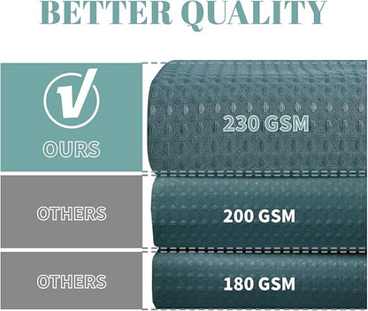 SeawedGreen No Hook Waffle Weave Shower Curtain with snap-in Liner Replacement, 230GSM Waterproof Fabric Hotel Shower Curtain Set for Bathroom, Through Mesh Top Window,71Wx74H