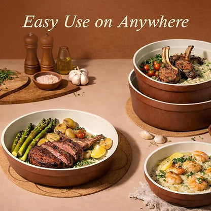 CAROTE 22Pcs Ceramic Cookware Set, Pots and Pans Set Non Stick Removable Handles, Non Toxic Cookware Oven/Dishwasher Safe, Induction Cookware, Gift Set, NonStick Cookware Set with Kitchen Essentials