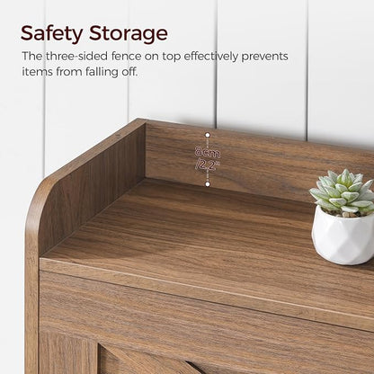 MAHANCRIS Shoe Storage Cabinet, Shoe Organizer with 2 Flip Drawers, Hidden Shoe Storage for Entryway, Freestanding Shoe Cabinet Organizer with Open Storages, Walnut SHWA9401