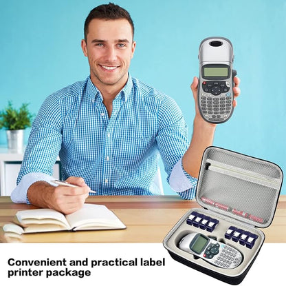 Hard EVA Carrying Case Compatible with DYMO LetraTag LT-100H Label Maker, Organizer for Label Machine & 8 Tape Refills, Shockproof Travel Storage with Mesh Pocket (Case Only)