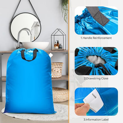 Isink Extra Large Heavy Duty Laundry Bag - 28" x 40", Travel Laundry Bag for Dirty Clothes, Light Blue
