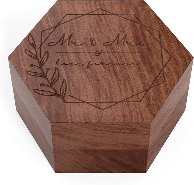 Rustic Wedding Ring Box for Wedding Ceremony Registry 2 Slots | Wooden Ring Holder for Ring Bearer Box & Ring Bearer Pillows | Engagement Ring Box for Proposal, Jewelry Box & Jewelry Organizer Gifts