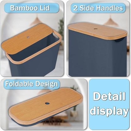 efluky Toilet Paper Basket with Lid, Toilet Paper Organizer for Bathroom, Free Standing Toilet Paper Holder with Storage, Blue