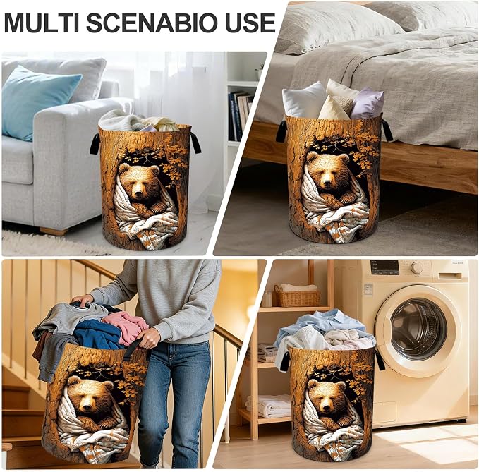 Fall Laundry Basket Waterproof Laundry Hamper Foldable Laundry Bag with Handles for Bedroom, Bathroom, Office, Clothes Storage