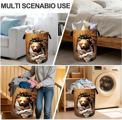 Fall Laundry Basket Waterproof Laundry Hamper Foldable Laundry Bag with Handles for Bedroom, Bathroom, Office, Clothes Storage