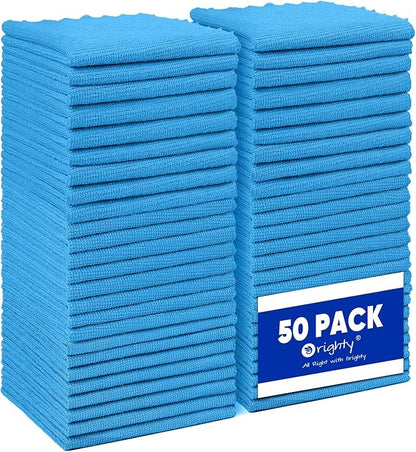 Orighty Microfiber Cleaning Cloth Bulk, Shop Towels Shop Rags 50 Pack, Reusable Microfiber Cleaning Rags for Cars, Multi-Purpose Lint Free Towels for Home & Kitchen, 12x12 Inch, Blue