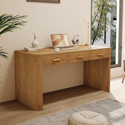 Maggym 60” Modern Writing Desk with 3 Storage Drawers, Home Office Computer Desk for Study, Workstation Table for Bedroom & Living Room