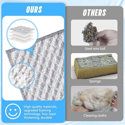 Wangjinpeng 8 Pcs New Upgrade 4-Layer Metal Dish Cloths, Non-Scratch Odor-Free Multipurpose Wire Dishwashing Rags for Wet Dry Use, Kitchen Cleaning Cloths for Dishes, Sinks & Stove Tops(7.87X7.87)