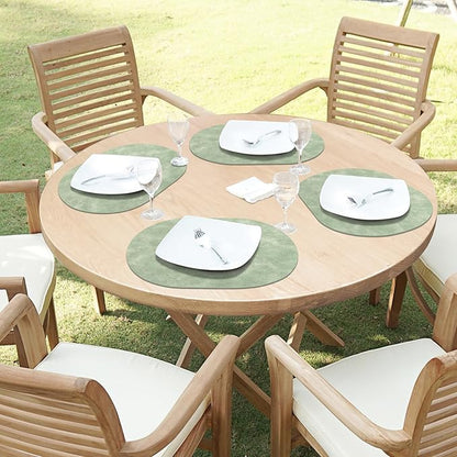 ADRIMER Placemats, Heat Resistant Oval Placemats Set of 12 Washable 12 x 17 Inch, Waterproof Table Mats, Wipeable Pu Place Mats for Kitchen, Dining Room, Green