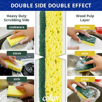 CELOX Scrub Sponges Heavy Duty Sponges for Dishes, Yellow, 36Pack
