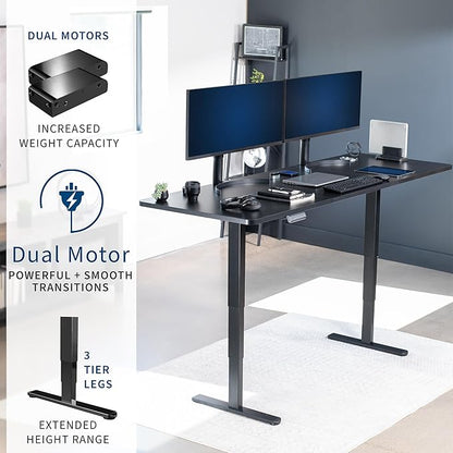 VIVO Electric 83 x 30 in Dual Motor Sit Stand Desk, Memory Height Adjustment, 2B Series, Black Top Black Frame, DESK-KIT-2B8B