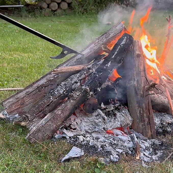 CKLT 28" Firewood Tongs Log Grabber for Thick Logs Outdoor Indoor Camfire Firepit Bonfire Fireplace Tongs Heavy Duty Wrought Rustproof Safely Moves Firewood