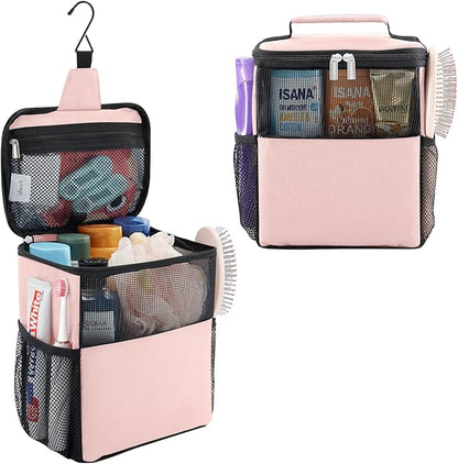 Lifewit Mesh Shower Caddy Bag Portable for College Dorm Room Essentials, Hanging Organizer Basket, Quick Dry Tote Bag for Camping, Bathroom, Beach, Travel, Medium, Pink