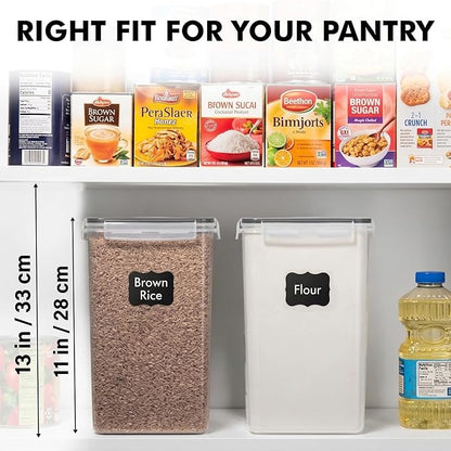 WHITE FEATHER SUPPLIES 2 PC [7 Qt / 6.5L / 220 Oz] Large Food Storage Containers with Lids Airtight - BPA Free Clear Plastic Kitchen and Pantry Storage Containers for Cereal, Flour, Sugar, Rice