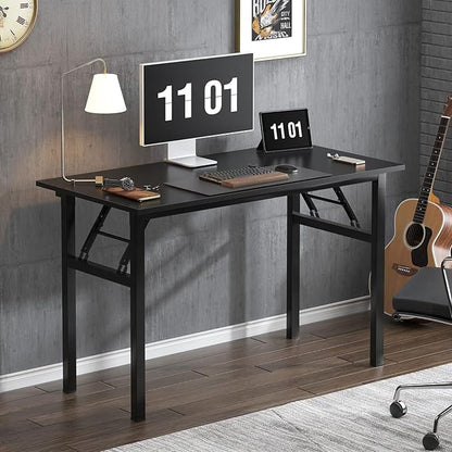 Need Folding Desk, 47 inch Large Computer Desk for Home Office, No Install Needed Study Student Writing Table Desk Workstation, Retro Black