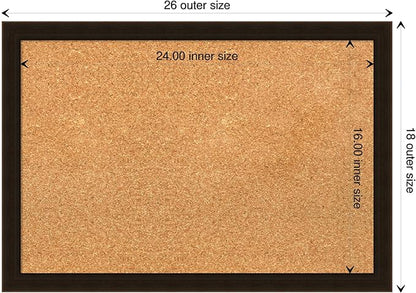 Amanti Art Natural Cork Board for Wall, 18x26 Vision Board with Brown Wood Frame, Medium Corkboard Office Decor for Home Organization, Rustic Farmhouse Corkboard Pinboard to display items for home