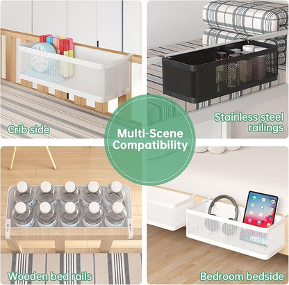 Bedside Caddy Shelf for Bunk Bed, Office Cubicle Walls, Crib Rails, Dorm Bed College Dorm Room Essentials Bed Shelf for Cell Phone Headphone Magazine Snacks (Black, L13.78in*W5.12in*H3.94in)