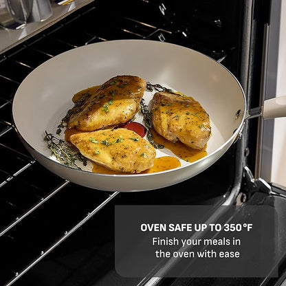 T-fal Signature Nonstick 12 Piece Cookware Set, Oven Safe Up to 350°F, Dishwasher Safe, Pots and Pans Set, Includes Frying Pans, Saucepan, Stockpot, Cooking Utensils, Cream