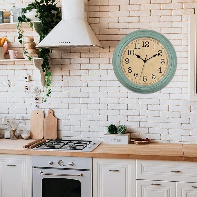 HYLANDA 12 Inch Wall Clock, Silent Non-Ticking Decorative Battery Operated Easy to Read for Kitchen Living Room, Bathroom, Bedroom, Office