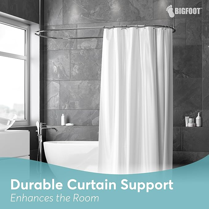 BigFoot Shower Curtain Hooks, Durable Stainless Steel, Rust Resistant, Easy Installation & Smooth Glide, Fits Standard Shower Rods, Metal Curtain Rings, 12 Pieces, Nickel Color