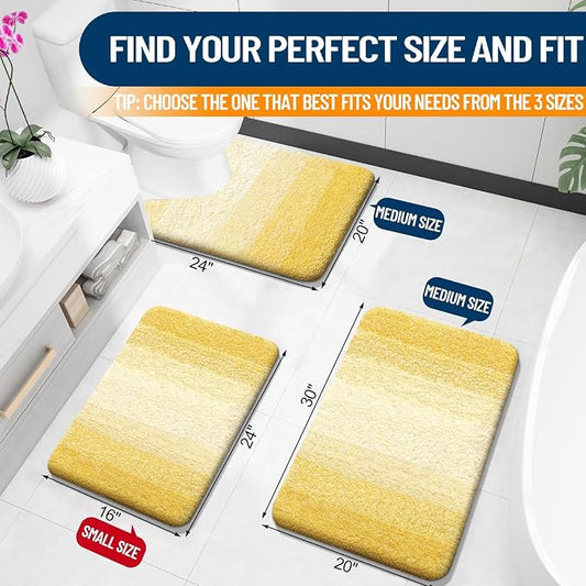 OLANLY Large Bathroom Rugs Mat 44x32, Extra Soft Absorbent Microfiber Bath Rugs, Rubber Backing, Quick Dry, Machine Washable Bath Mat for Bathroom Floor, Tub and Shower, Home Decor Accessories, Yellow