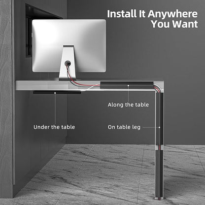 YECAYE 94.2in Cable Management, Cable Organizer,Adhesive Mount Cord Organizer for Desk, Cord Organizer, No-Drill Desk Wire Management for Home Office, Baby proofing, Black