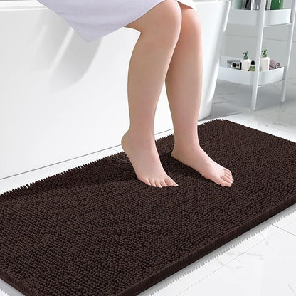 OLANLY Bathroom Runner Rugs 47x24, Extra Soft Absorbent Chenille Bath Rugs, Rubber Backing Quick Dry, Machine Washable Long Bath Mats for Bathroom Floor, Tub and Shower, Home Decor Accessories, Brown