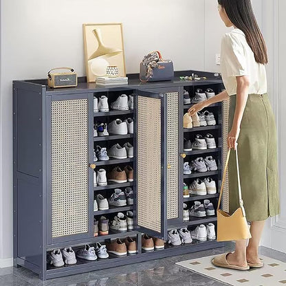 7-Tier Bamboo Shoe Cabinet,Shoe Storage Cabinet with Doors, 36-40 Pairs Freestanding Shoes Cabinet Organizer, Large Shoe Cabinet for Entryway, Hallway, Living Room