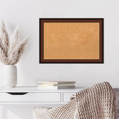 Amanti Art Natural Cork Board for Wall, 19x27 Vision Board with Brown Wood Frame, Medium Corkboard Office Decor for Home Organization, Traditional Corkboard Pinboard to display items for home