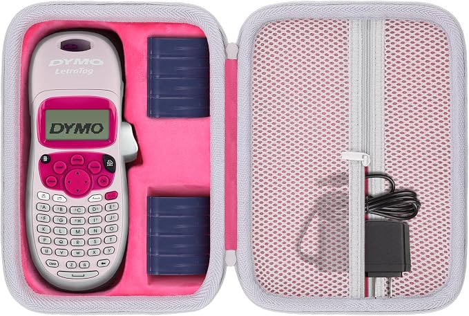 Label Printer Case Compatible with DYMO LetraTag LT-100H/LT-100H Plus Handheld Label Maker(Rose Red Case)
