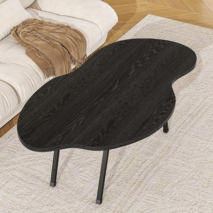 Foldable Coffee Table,Mid Century Modern Coffee Table Living Room Tables,Cloud Shape Irregular Center Table,Portable Folding Table for Small Spaces,Living Room,Bedroom,Entryway,Easy Assembly,Black