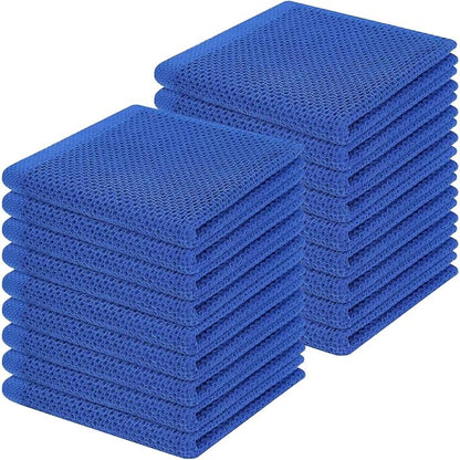 Homaxy 100% Cotton Waffle Weave Kitchen Dish Cloths, Ultra Soft Absorbent Quick Drying Dish Towels, 12 x 12 Inches, 18-Pack, Blueberry