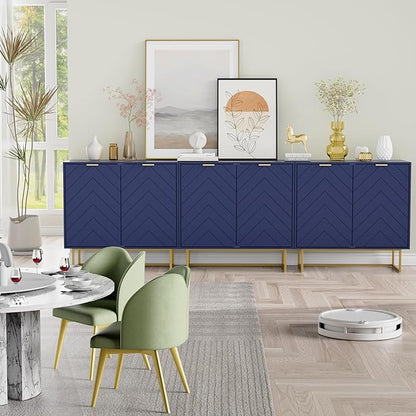 Scurrty 31.5'' Sideboard Buffet Cabinet with Storage, Set of 3,Navy Blue Accent Cabinet with Doors & Adjustable Shelf for Living Room & Kitchen (2 Doors)