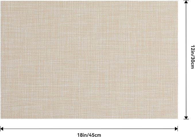 Leetaltree Beige Placemats Set of 20 - Heat Resistant Non-Slip Place mats for Dining Table, Washable Durable PVC Vinyl Woven Table Mats(Beige, 20)