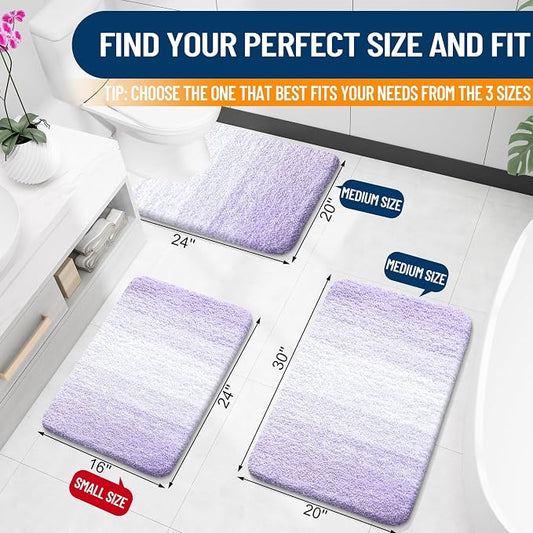 OLANLY Large Bathroom Rugs Mat 45x27, Extra Soft Absorbent Microfiber Bath Rug, Rubber Backing, Quick Dry, Washable Bath Mats for Bathroom Floor, Tub and Shower, Home Decor Accessories, Light Purple