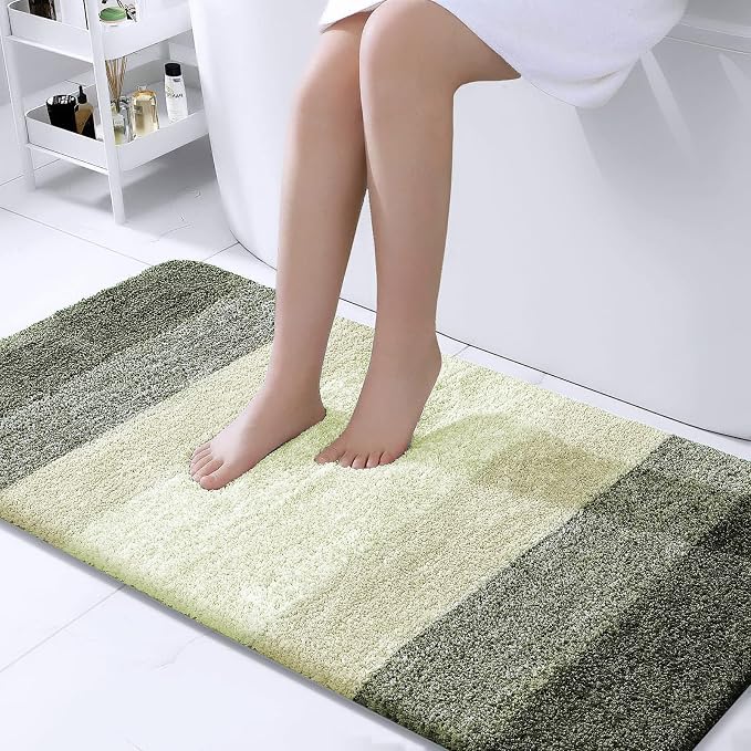 OLANLY Large Bathroom Rugs Mat 40x24, Extra Soft Absorbent Microfiber Bath Rugs, Rubber Backing, Quick Dry, Washable Bath Mats for Bathroom Floor, Tub and Shower, Home Decor Accessories, Dark Green