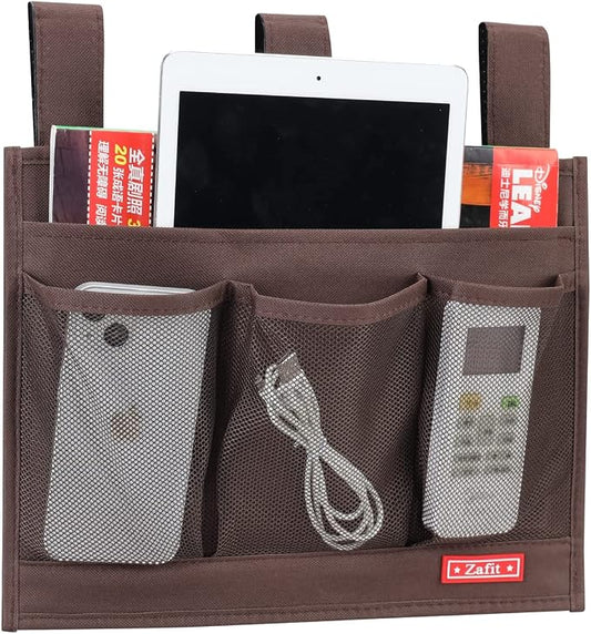 Zafit Hanging Bedside Caddy, Bedside Storage Organizer for Magazine, Phone, Remote control (Classic4 Pockets-Coffee)