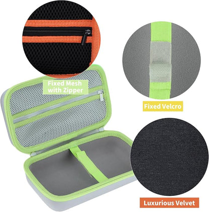 Lebakort Storage Case Compatible with Brother P-Touch PTH110 / PTH111 Pro / PTE110 Portable Monochrome Label Maker (Black+Mint Green Zipper Case)