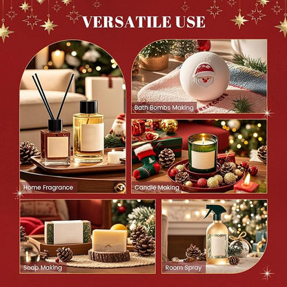 Christmas Essential Oils Set, 6 Premium Winter Fragrance Oils for Diffuser, Candle Scented Oils Gift,Gingerbread, Cinnamon Roll, Hot Baked Apple Pie,Home for the Holidays, Jack Frost, Chocolate Orange