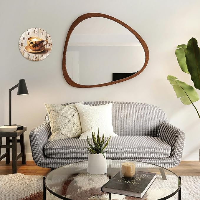 peacoblue Wall Clocks Battery Operated 12 Inch Coffee Glass Round Wall Clock Non Ticking for Kitchen Living Room Dining Room Bedroom and Bathroom Decor Accessories (Battery not Included)