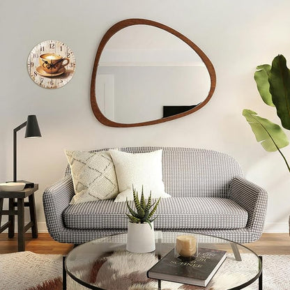 peacoblue Wall Clocks Battery Operated 12 Inch Coffee Glass Round Wall Clock Non Ticking for Kitchen Living Room Dining Room Bedroom and Bathroom Decor Accessories (Battery not Included)