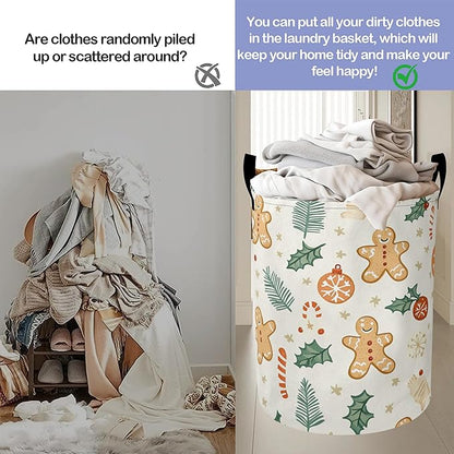 Laundry Basket-Cute Gingerbread Man Foldable Waterproof Oxford Cloth Funny Tote Bag Laundry Hamper Clothes Storage Bucket Organizer For Bathroom/Laundry Storage/Bedroom Storage Basket