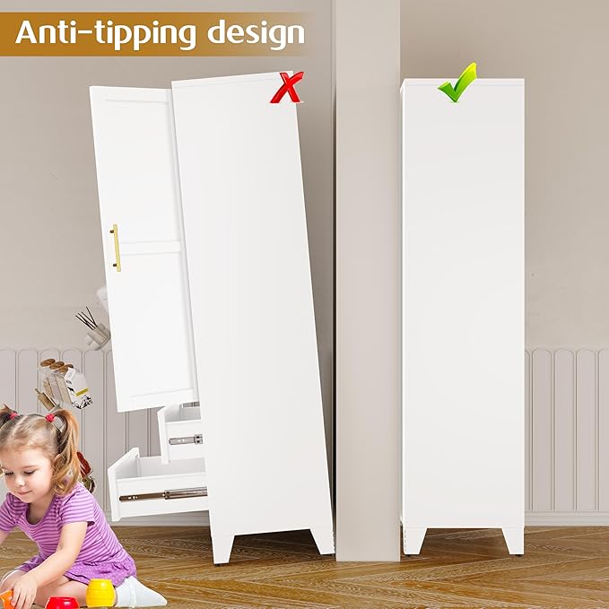 Steel Pantry Cabinet, 71" Metal Storage Cabinets with 2 Doors, 2 Adjustable Shelf and 2 Drawers, Freestanding Storage Cabinet for Bedroom, Kitchen, Home Office (White)