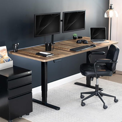 VIVO Electric 71 x 30 in Dual Motor Sit Stand Desk, Memory Height Adjustment, 2B Series, Reclaimed Wood Top Black Frame, DESK-KIT-2B7P