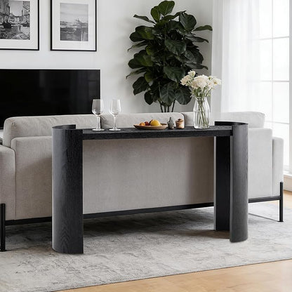 53 Inch Console Table, Modern Entryway Table with Rounded Corners, Narrow Sofa Table Behind Couch for Foyer, Hallway, Living Room,Black