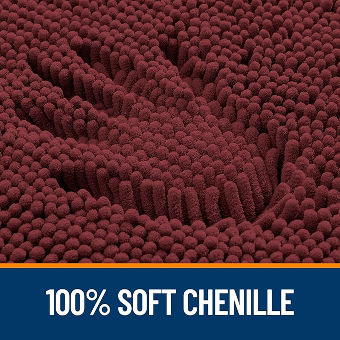 OLANLY Large Bathroom Rugs 59x35, Soft Absorbent Chenille Bath Rugs, Rubber Backing Quick Dry, Machine Washable Bath Mats for Bathroom Floor, Tub and Shower, Home Decor Accessories, Andorra Red-Brown