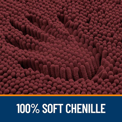 OLANLY Bathroom Runner Rugs 59x20, Soft Absorbent Chenille Bath Rugs, Rubber Backing Quick Dry, Machine Washable Long Bath Mats for Bathroom, Tub and Shower, Home Decor Accessories, Andorra Red-Brown