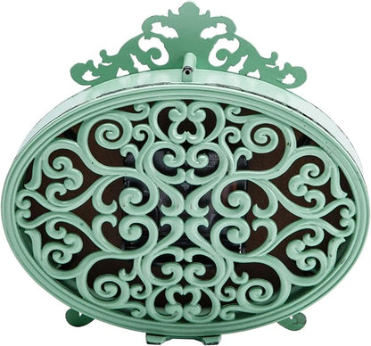 NIKKY HOME Vintage Table Clock, French Turquoise Color Rococo Style Desk Clock Battery Operated Rustic Design, Home Décor for Living Room, Bedroom, Bedside, Desk, Gift Clock - Distressed Green