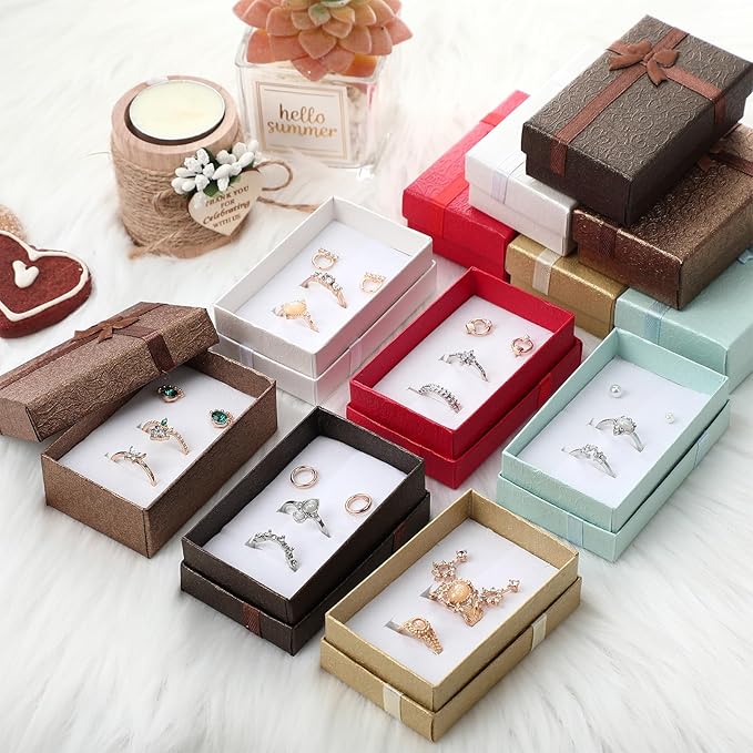 Ecally Small Cardboard Jewelry Gift Boxes 2 x 3.1 x 1.1 Inches Earring Boxes for Jewelry Gift Rings Earring Necklaces