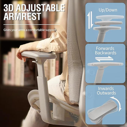 ELABEST T96 Mesh Office Chair,Ergonomic Computer Desk Chair,Sturdy Task Chair- Adjustable Lumbar Support & Armrests,Tilt Function,Comfort Wide Seat,Swivel Home Office Chair